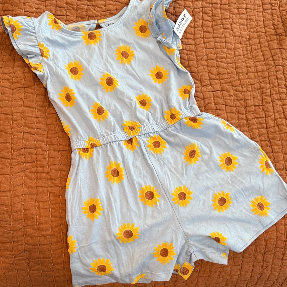 Old Navy Light Blue Sunflower Romper